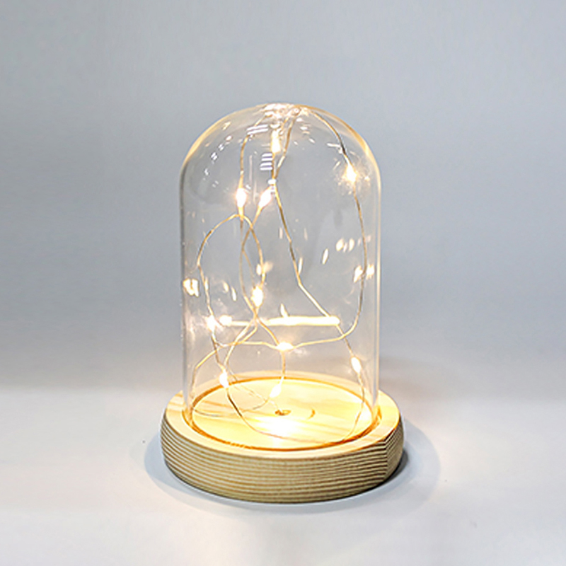 Florist Supply Vases - Kubah Kaca Alas Kayu Dengan Lampu